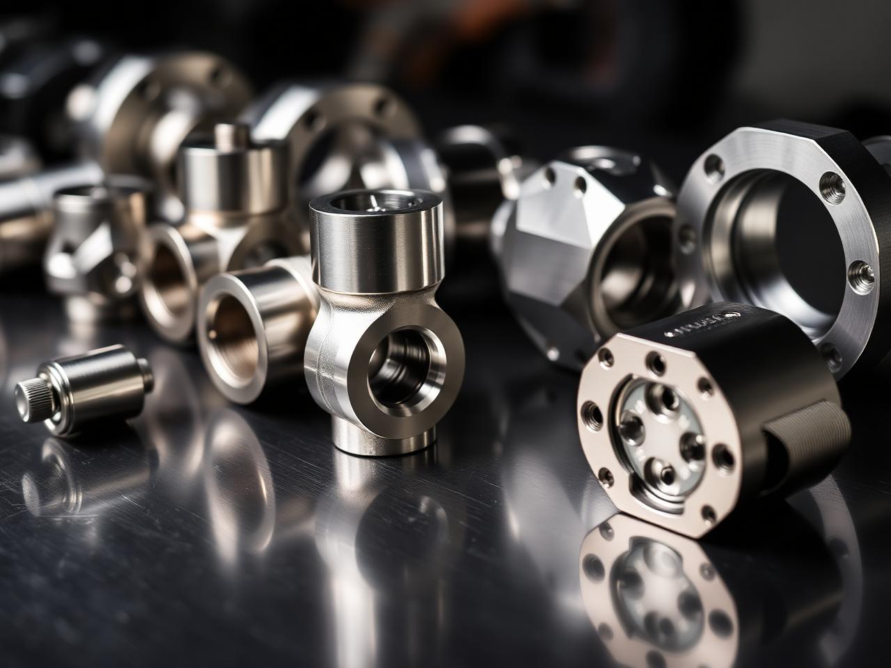 Lineup of finished precision machined parts